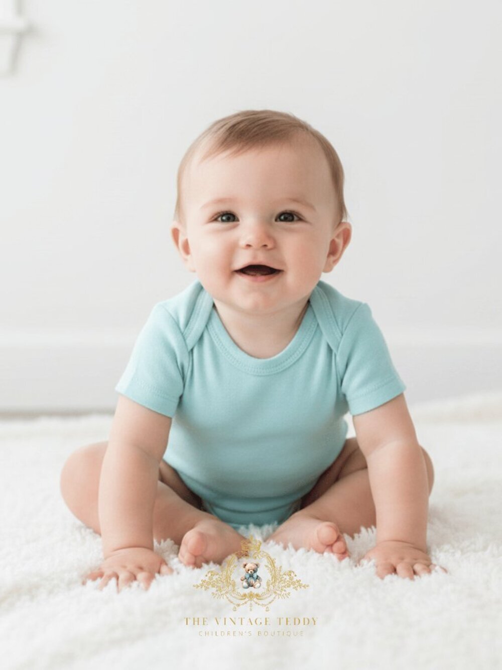 NWT Cute Boys Baby Onesies Short Sleeve One-Piece Blue & Grey 2-Piece Set 9-12M